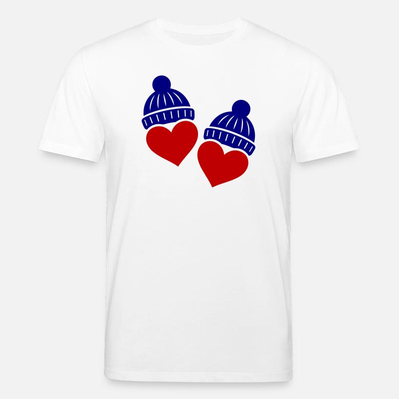Amour du Chapeau d’hiver de Cœurs - T-shirt bio CREATOR Stanley/Stella Unisexe - blanc
