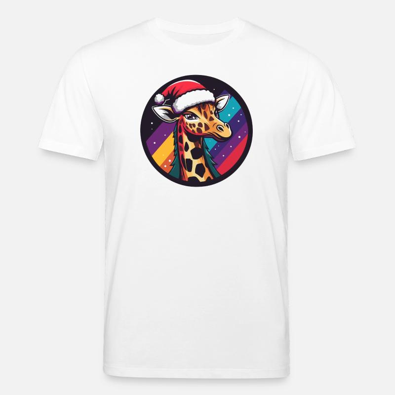 Giraffe im Santa Regenbogen - Stanley/Stella Unisex Bio-T-Shirt CREATOR  - Weiß