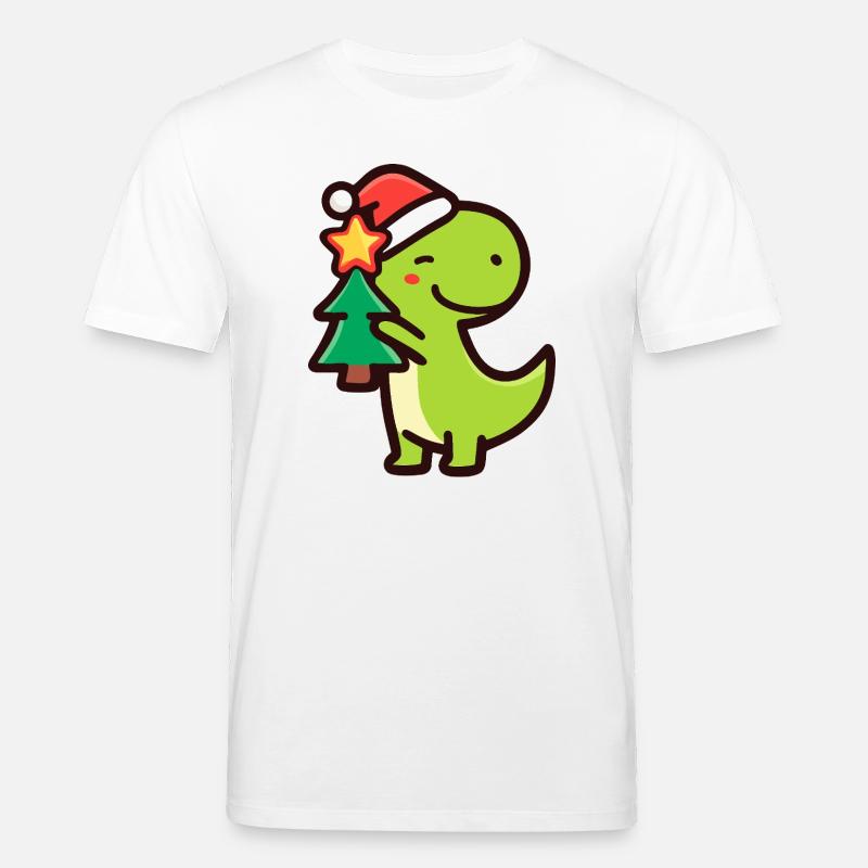 Kawaii Dino T-Rex mit Weihnachtsbaum - Stanley/Stella Unisex Bio-T-Shirt CREATOR  - Weiß