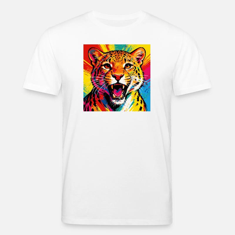 Leopard Pop Art Farbexplosion - Stanley/Stella Unisex Bio-T-Shirt CREATOR  - Weiß