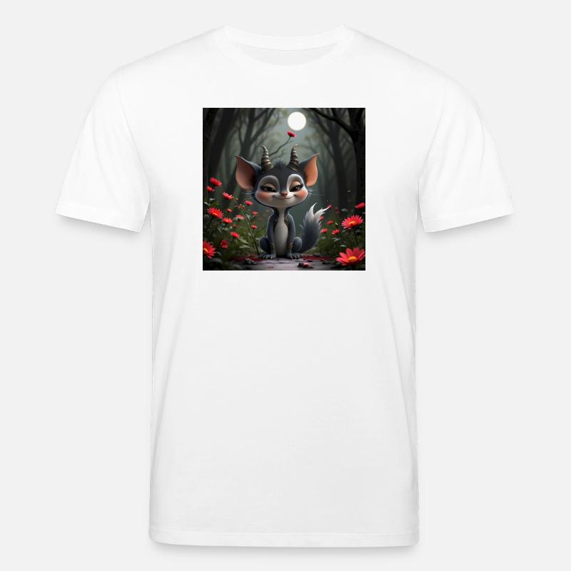 Kätzchen mit Hörnern im Mondwald - Stanley/Stella Unisex Bio-T-Shirt CREATOR  - Weiß