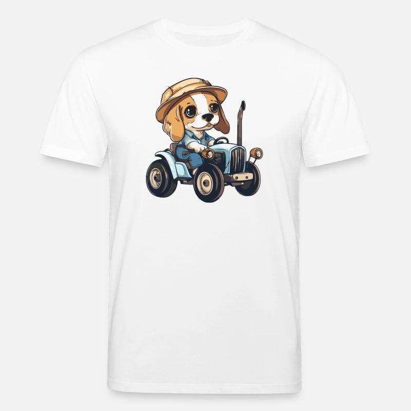 Beagle Hunde Traktor Farmer - Stanley/Stella Unisex Bio-T-Shirt CREATOR  - Weiß