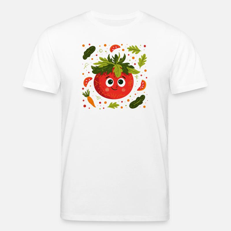 Tomate joyeuse avec une couronne d’herbes - T-shirt bio CREATOR Stanley/Stella Unisexe - blanc