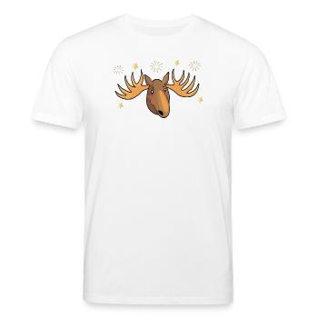 Elch mit Sterne Weihnachten - Stanley/Stella Unisex Bio-T-Shirt CREATOR  - Weiß - Vorne - Alina (178cm) & Michal (187cm)