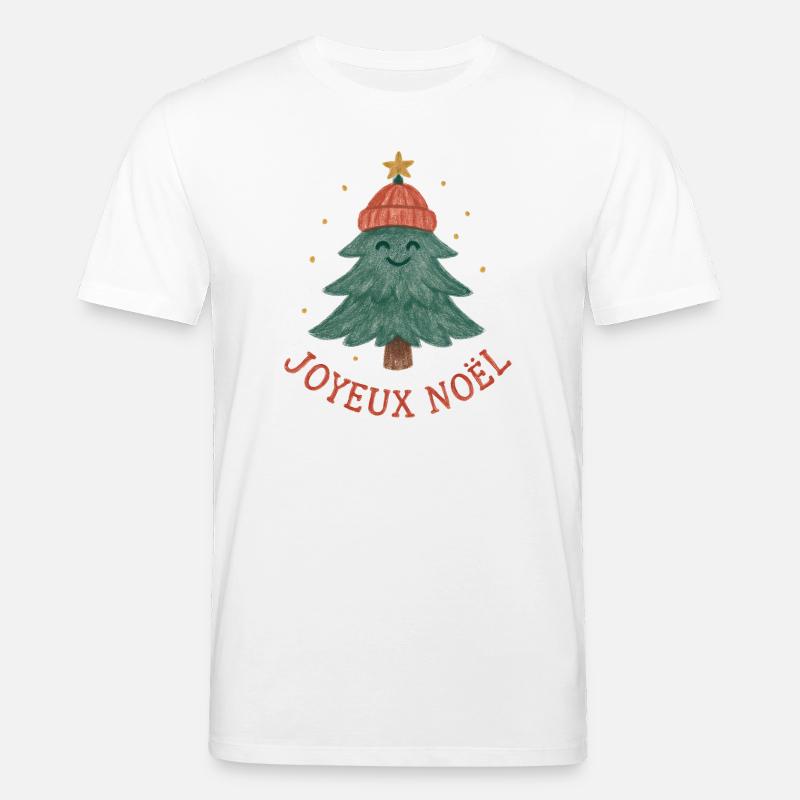 Frohe Weihnachtsbaum mit rotem Hut - Stanley/Stella Unisex Bio-T-Shirt CREATOR  - Weiß