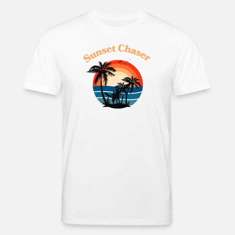Retro Surfer Sunset Palm Tree Grafik - Stanley/Stella Unisex Bio-T-Shirt CREATOR  - Weiß