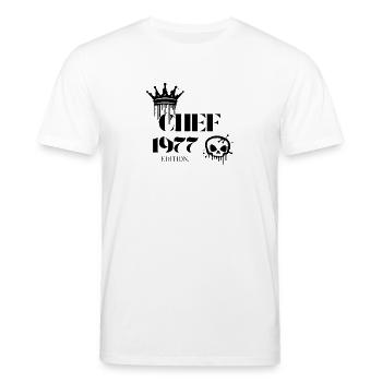 Chef Edition 1977 48 Geburtstag Spruch - Stanley/Stella Unisex Bio-T-Shirt CREATOR  - Weiß - Vorne - Alina (178cm) & Michal (187cm)