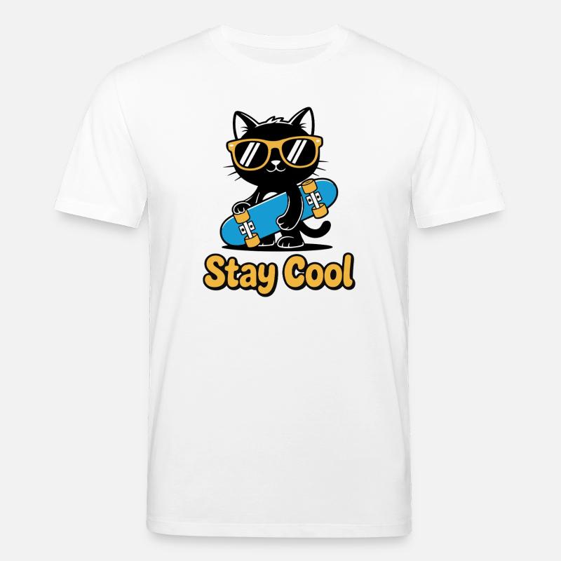 Stay Cool Cat Skateboard - Stanley/Stella Unisex Bio-T-Shirt CREATOR  - Weiß