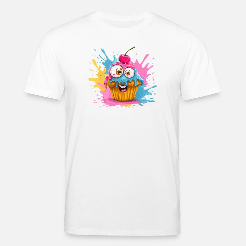 Bunter Cupcake mit Glubschaugen - Stanley/Stella Unisex Bio-T-Shirt CREATOR - Weiß