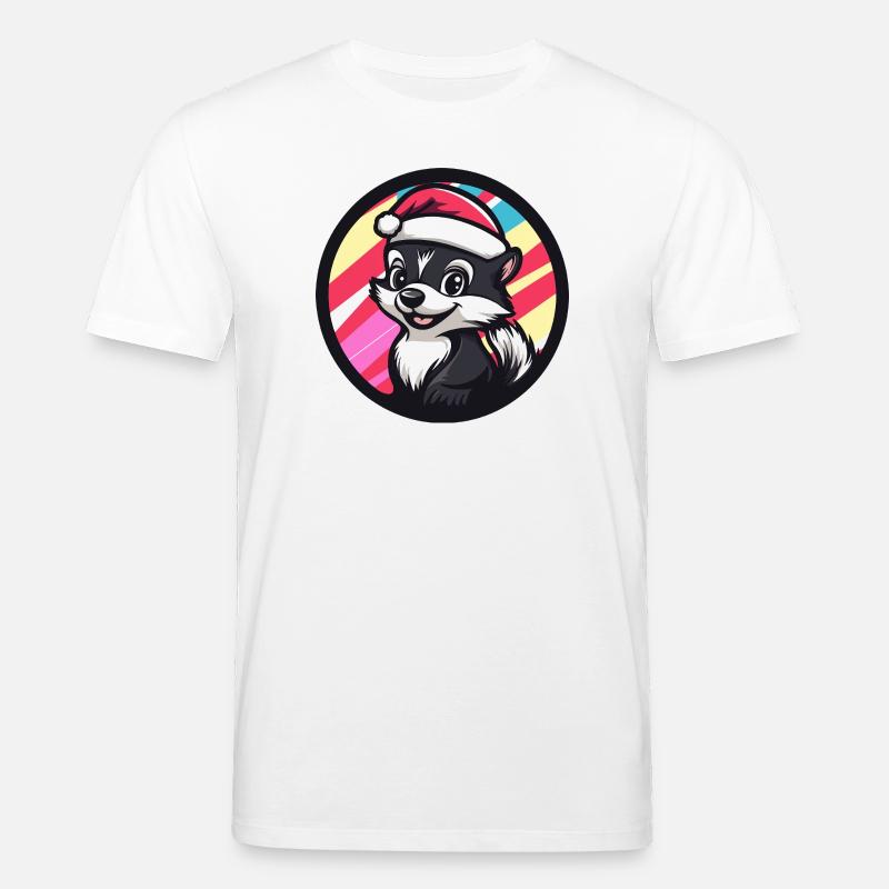 Weihnachts-Stinktier Karikatur - Stanley/Stella Unisex Bio-T-Shirt CREATOR  - Weiß