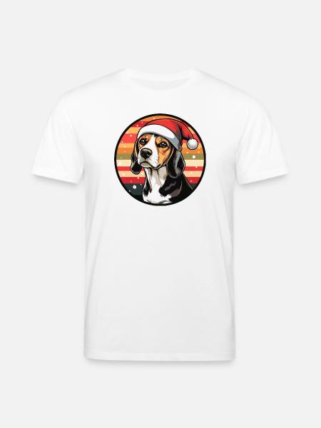 Beagle with Santa Claus hat - Stanley/Stella CREATOR Unisex Organic T-Shirt - white