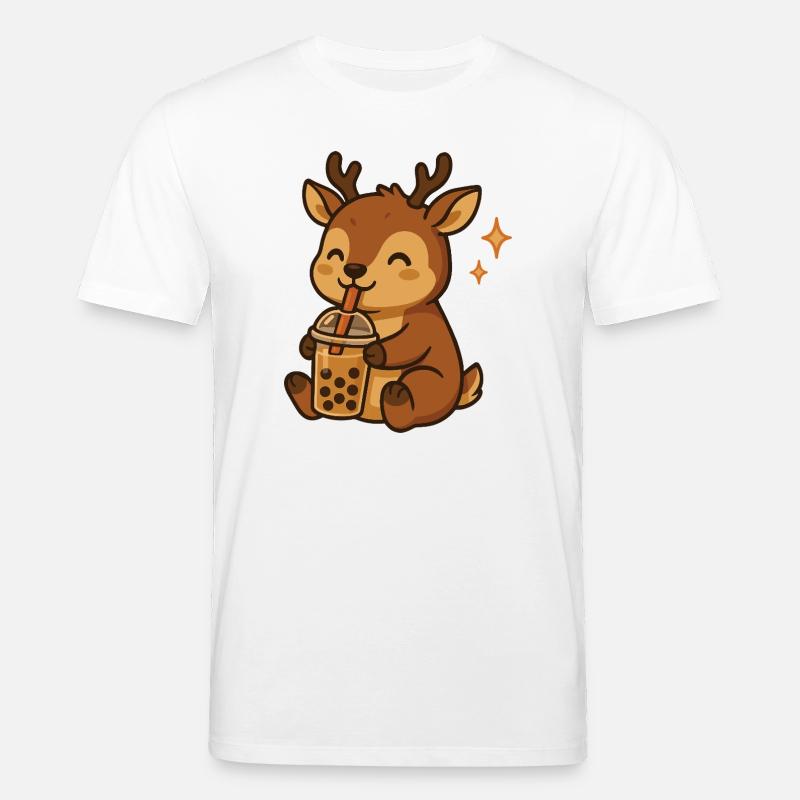 Hirsch mit Bubble Tea kawaii Hirsch - Stanley/Stella Unisex Bio-T-Shirt CREATOR  - Weiß