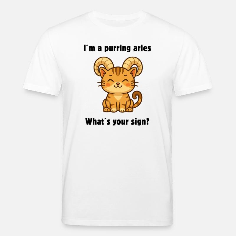 Süße Widder Katze – Starkes Sternzeichen Design - Stanley/Stella Unisex Bio-T-Shirt CREATOR  - Weiß