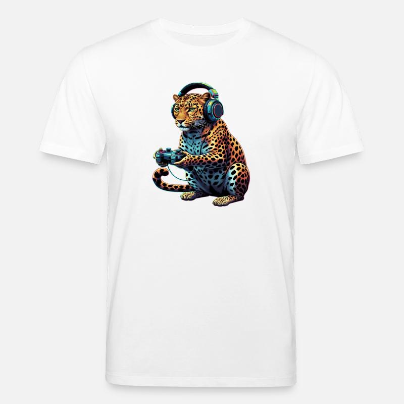 Leopard Gaming Tier Videospiele Lustiger Leopard - Stanley/Stella Unisex Bio-T-Shirt CREATOR  - Weiß