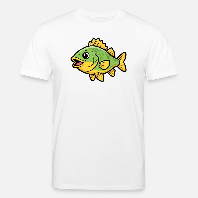 Süßer Flussbarsch Comic Fisch Bunt - Stanley/Stella Unisex Bio-T-Shirt CREATOR  - Weiß