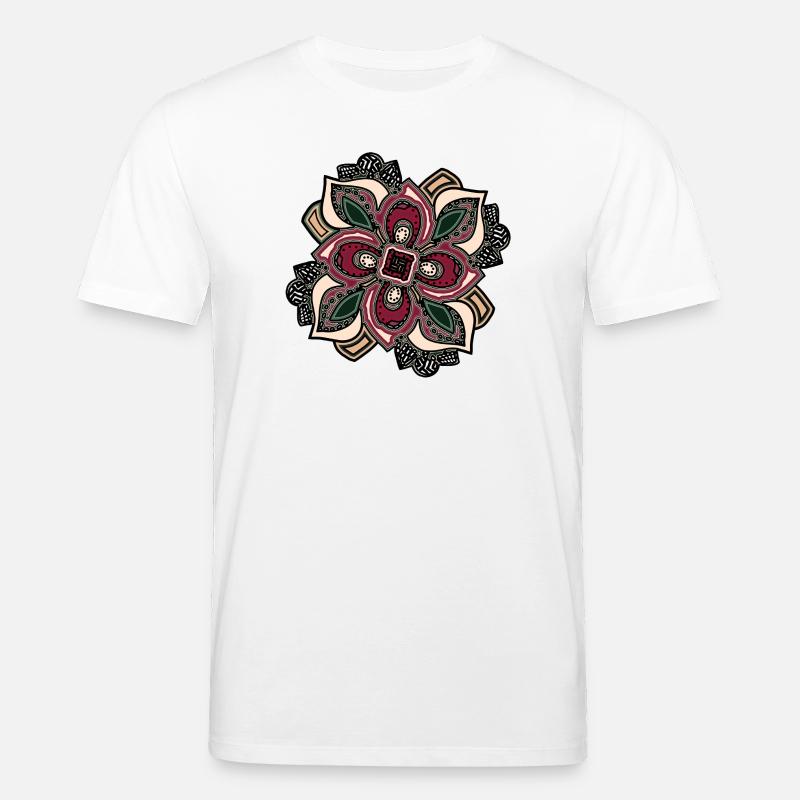 Boho Mandala-Blüte Pink Grün - Stanley/Stella Unisex Bio-T-Shirt CREATOR  - Weiß