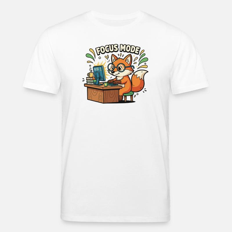 Focus mode fox on the computer - Stanley/Stella CREATOR Unisex Organic T-Shirt - white