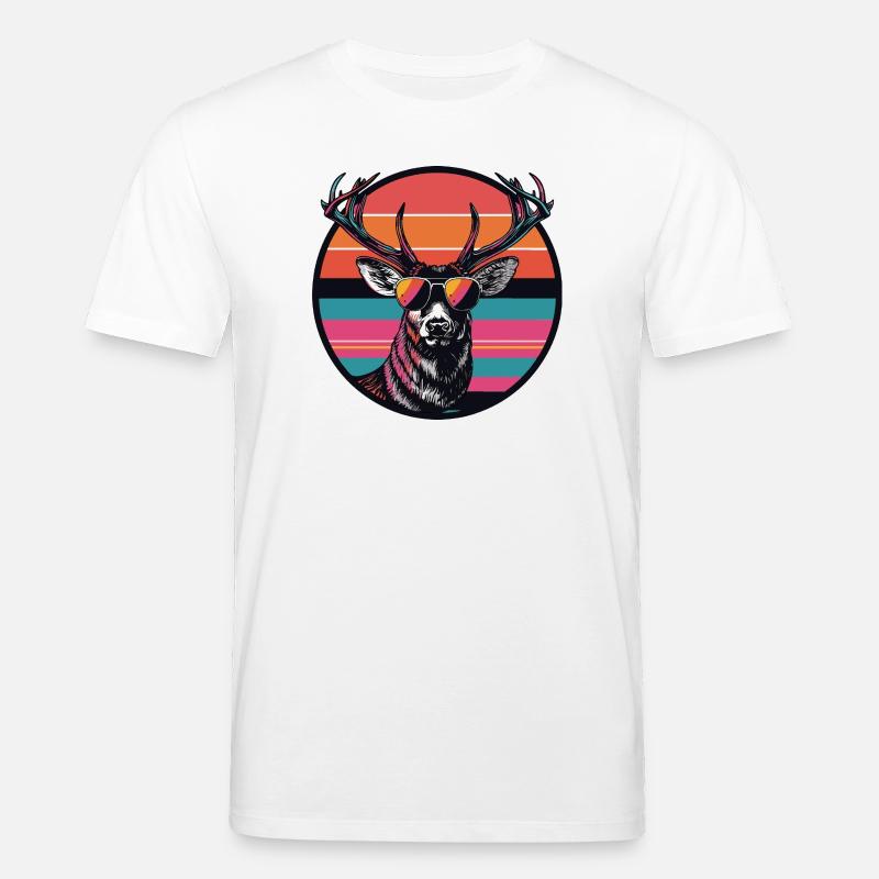 Hirsch mit Sonnenbrille - Stanley/Stella Unisex Bio-T-Shirt CREATOR - Weiß