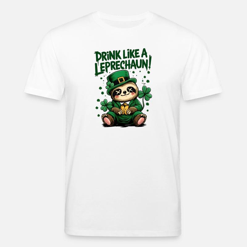 Faultier Leprechaun St. Patrick's Day Design - Stanley/Stella Unisex Bio-T-Shirt CREATOR  - Weiß