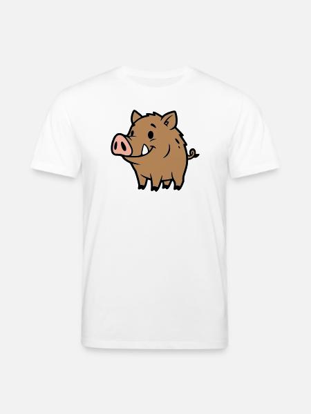 Süßes Wildschwein Comic Glücksbringer - Stanley/Stella Unisex Bio-T-Shirt CREATOR - Weiß