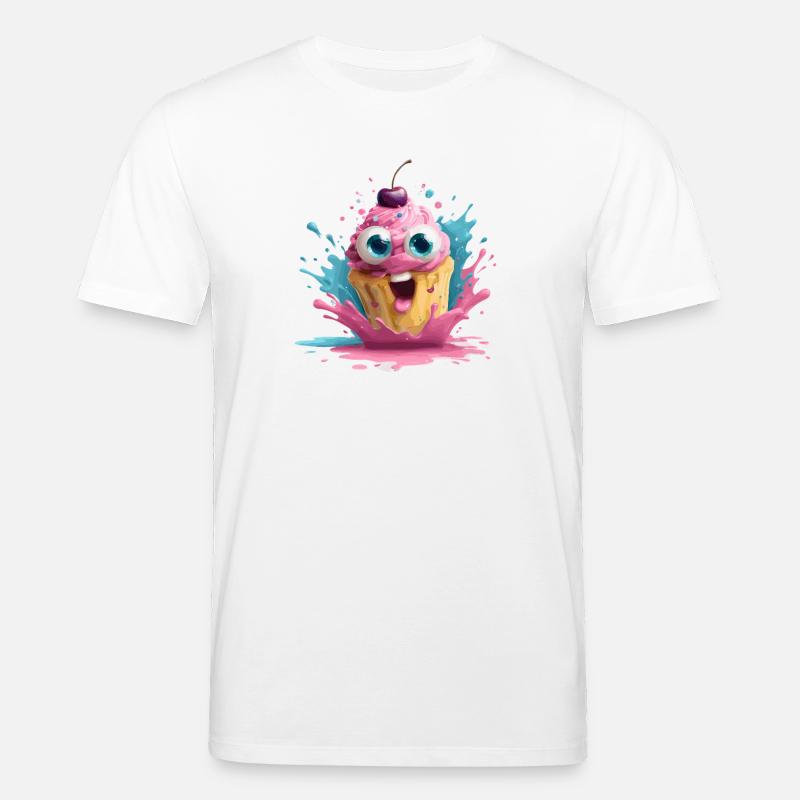 Kunterbunter Cupcake mit Gesicht - Stanley/Stella Unisex Bio-T-Shirt CREATOR  - Weiß