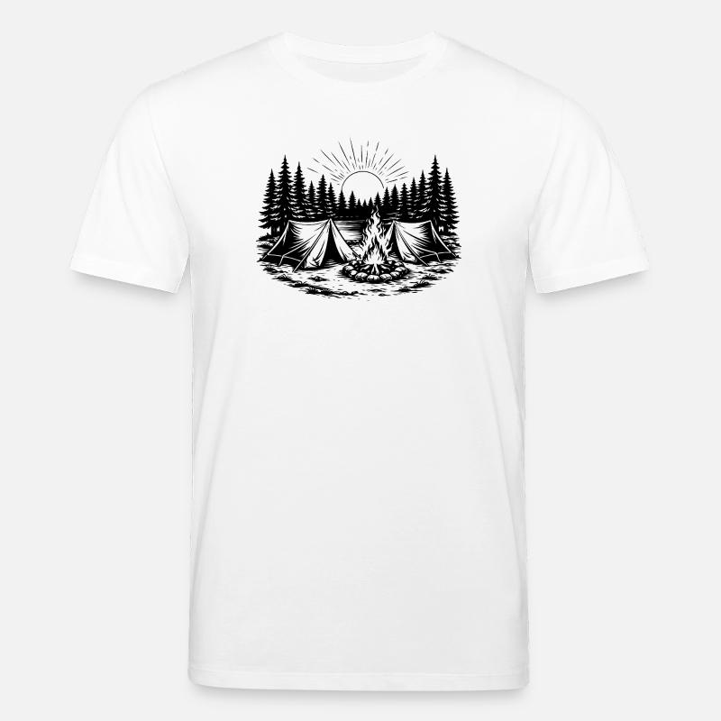 Camping Zelt Wald Landschaft - Stanley/Stella Unisex Bio-T-Shirt CREATOR  - Weiß