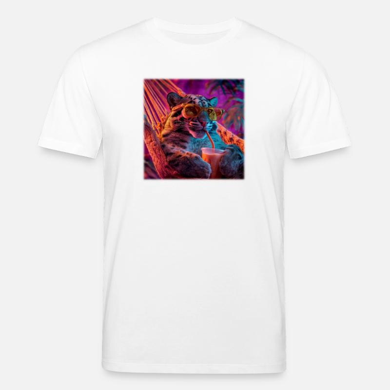 Chilliger Leopard Hängematte Neon Style - Stanley/Stella Unisex Bio-T-Shirt CREATOR - Weiß