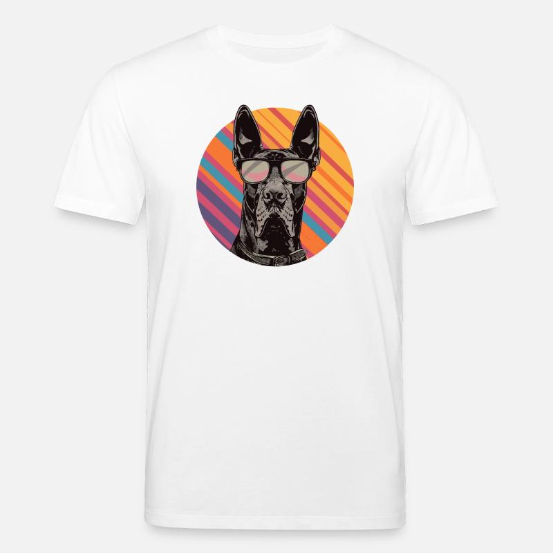 Dobermann mit Sonnenbrille Pop Art - Stanley/Stella Unisex Bio-T-Shirt CREATOR  - Weiß