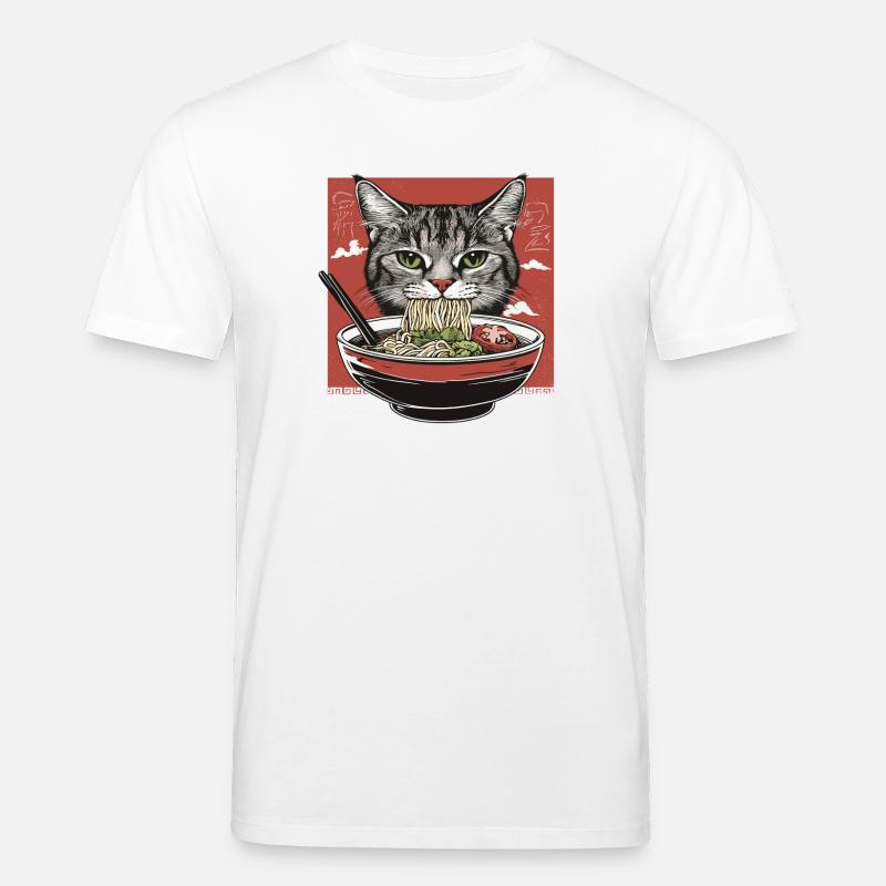 Katze mit Ramen - Stanley/Stella Unisex Bio-T-Shirt CREATOR  - Weiß