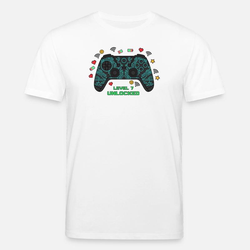 Level 7 Unlocked Gamer Controller - Stanley/Stella CREATOR Unisex Organic T-Shirt - white