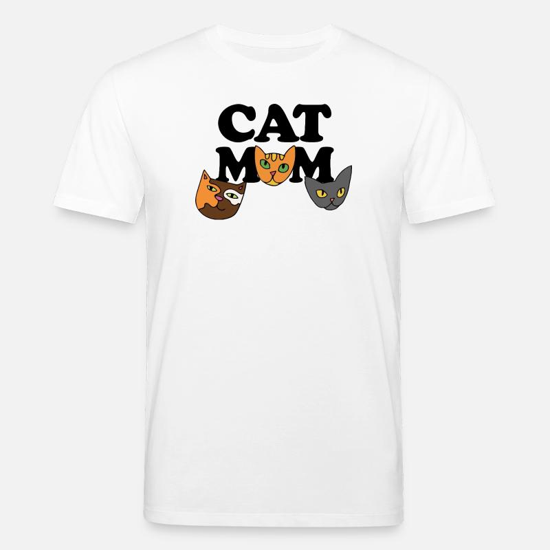 Three Cat Faces in Bold Palette - Stanley/Stella CREATOR Unisex Organic T-Shirt - white