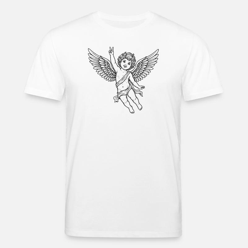 Fröhlicher Friedens-Engel mit Peace-Zeichen - Stanley/Stella Unisex Bio-T-Shirt CREATOR  - Weiß