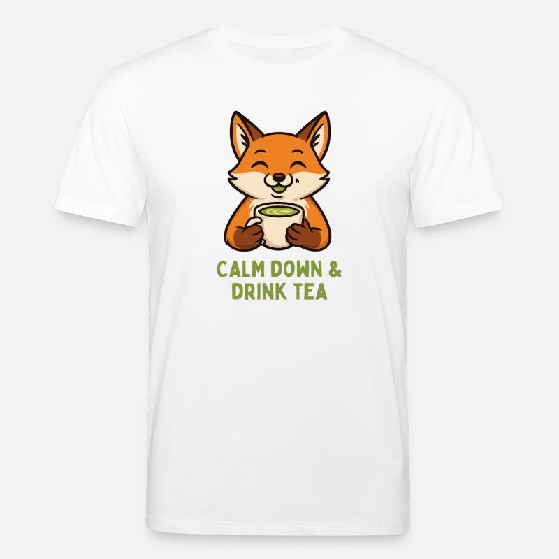 Fox relaxing drinking tea - Stanley/Stella CREATOR Unisex Organic T-Shirt - white
