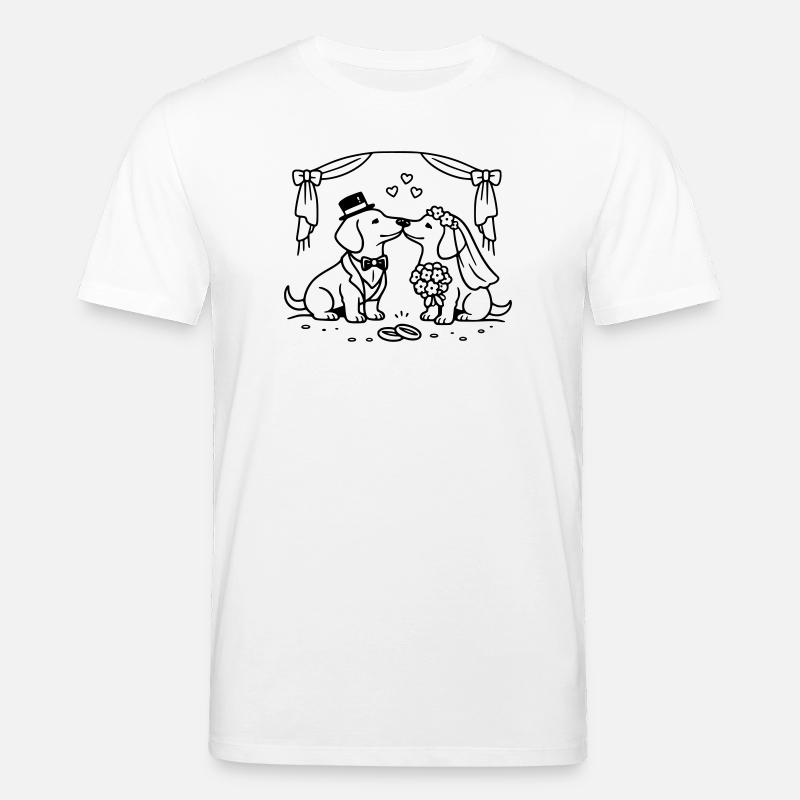 dackel hochzeit line art - Stanley/Stella Unisex Bio-T-Shirt CREATOR  - Weiß