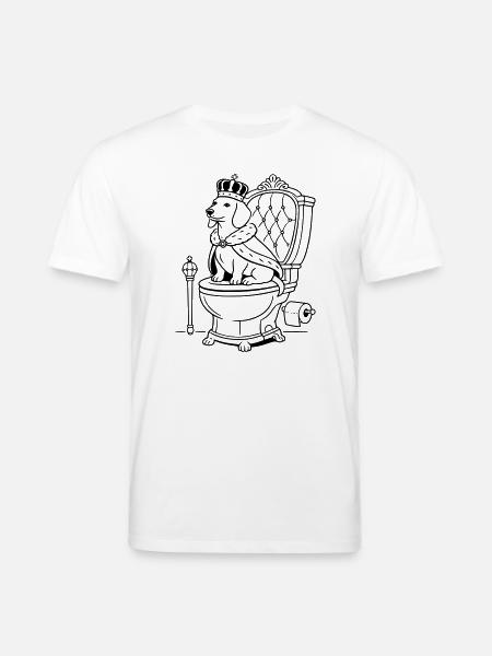 Dachshund Throne Toilet Line Art - Stanley/Stella CREATOR Unisex Organic T-Shirt - white