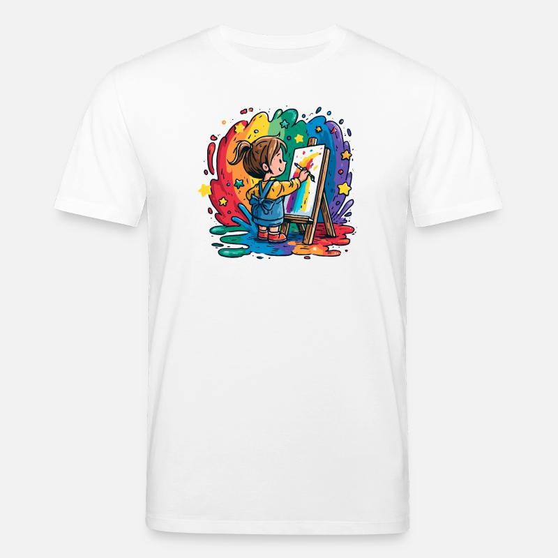 Kleines Kind malt im Farbregen - Stanley/Stella Unisex Bio-T-Shirt CREATOR  - Weiß