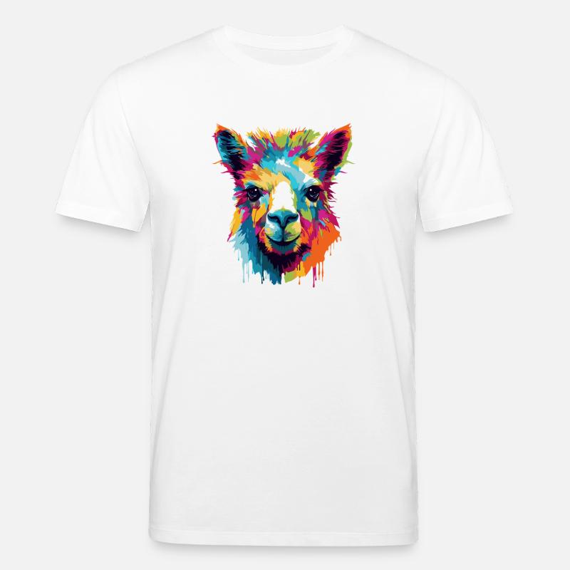 Llama Farbexplosion Popart - Stanley/Stella Unisex Bio-T-Shirt CREATOR  - Weiß