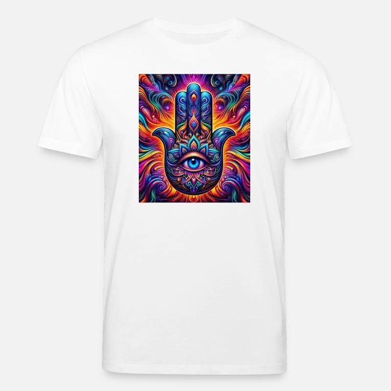 Mandala psychédélique Hamsa Œil Main-Œil - T-shirt bio CREATOR Stanley/Stella Unisexe - blanc