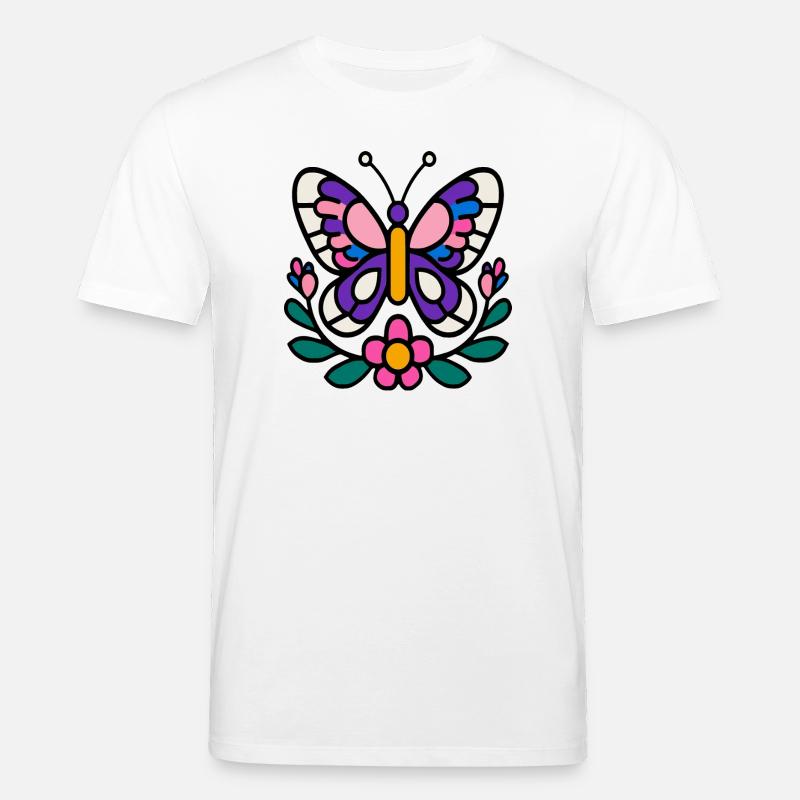 Papillon avec des fleurs - T-shirt bio CREATOR Stanley/Stella Unisexe - blanc