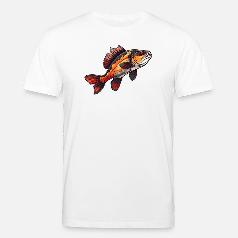 Poisson de dessins animés perches - T-shirt bio CREATOR Stanley/Stella Unisexe - blanc