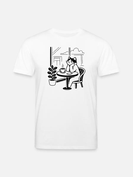 Thoughtful Cat Cafe - Stanley/Stella CREATOR Unisex Organic T-Shirt - white