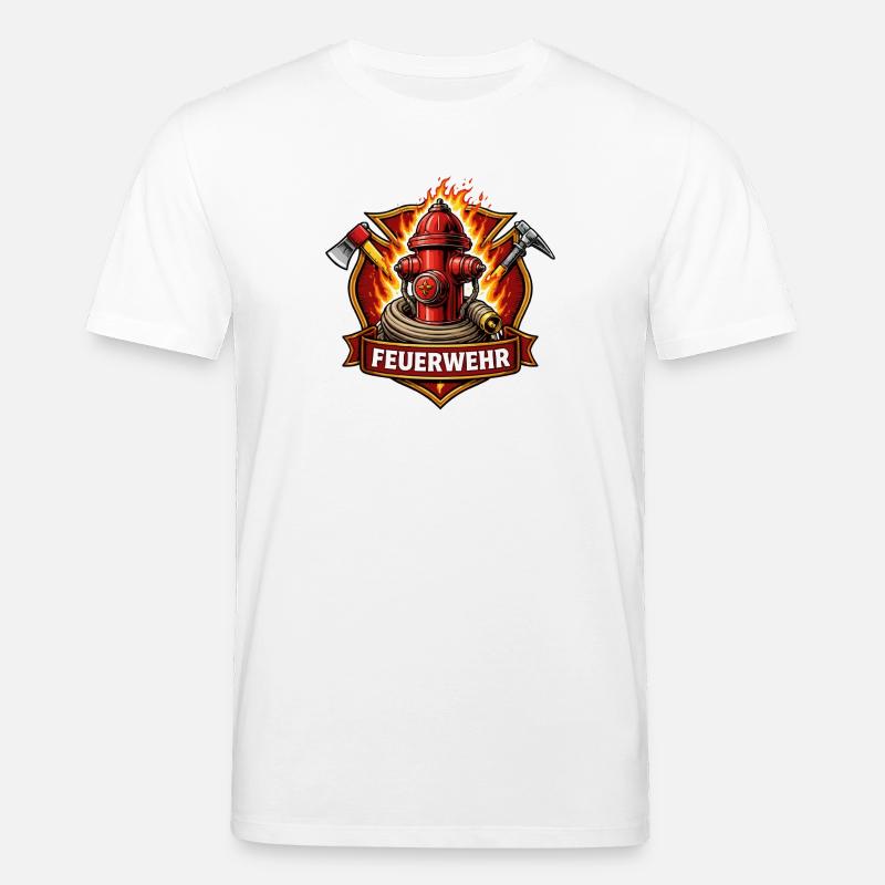 Fire Brigade Fire Hydrant Emblem - Stanley/Stella CREATOR Unisex Organic T-Shirt - white