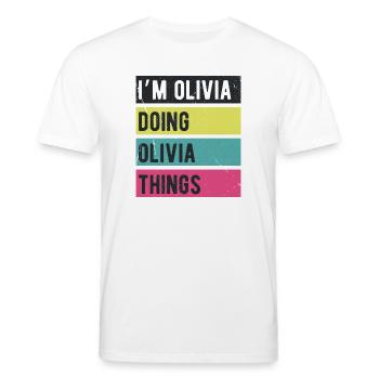 I’m Olivia Doing Olivia Things Retro Colors - Stanley/Stella CREATOR Unisex Organic T-Shirt - white - Front - Alina (178cm) & Michal (187cm)