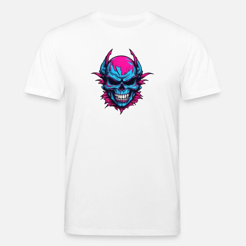 Neon Devil's Skull - Stanley/Stella CREATOR Unisex Organic T-Shirt - white