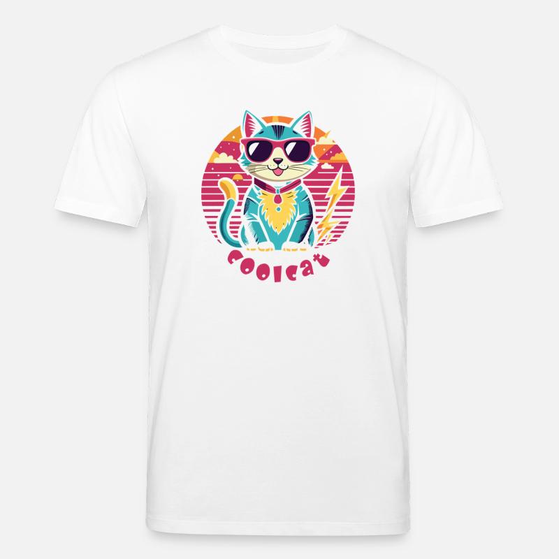 Coole Katze mit Sonnenbrille - Stanley/Stella Unisex Bio-T-Shirt CREATOR  - Weiß