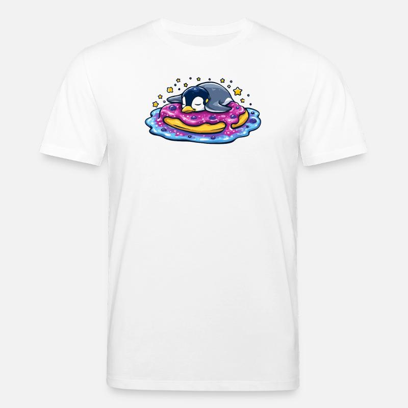 Pingouin endormi sur un donut - T-shirt bio CREATOR Stanley/Stella Unisexe - blanc