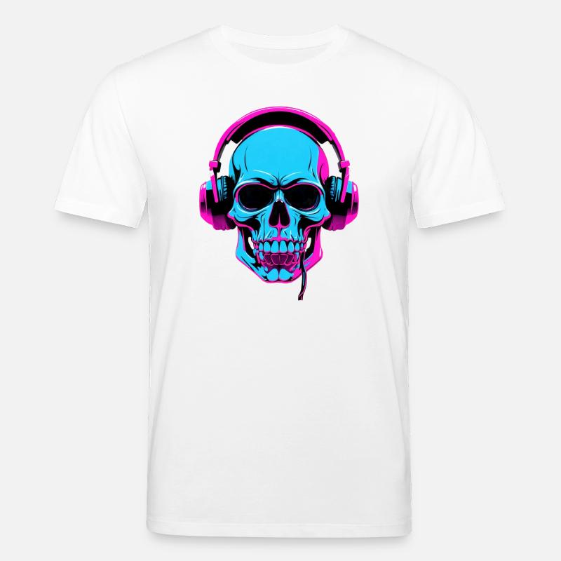 Neon Skull mit Kopfhörern - Stanley/Stella Unisex Bio-T-Shirt CREATOR  - Weiß