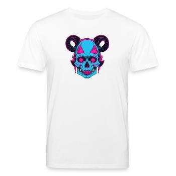 Neon Skull with Ram Horn - Stanley/Stella CREATOR Unisex Organic T-Shirt - white - Front - Alina (178cm) & Michal (187cm)