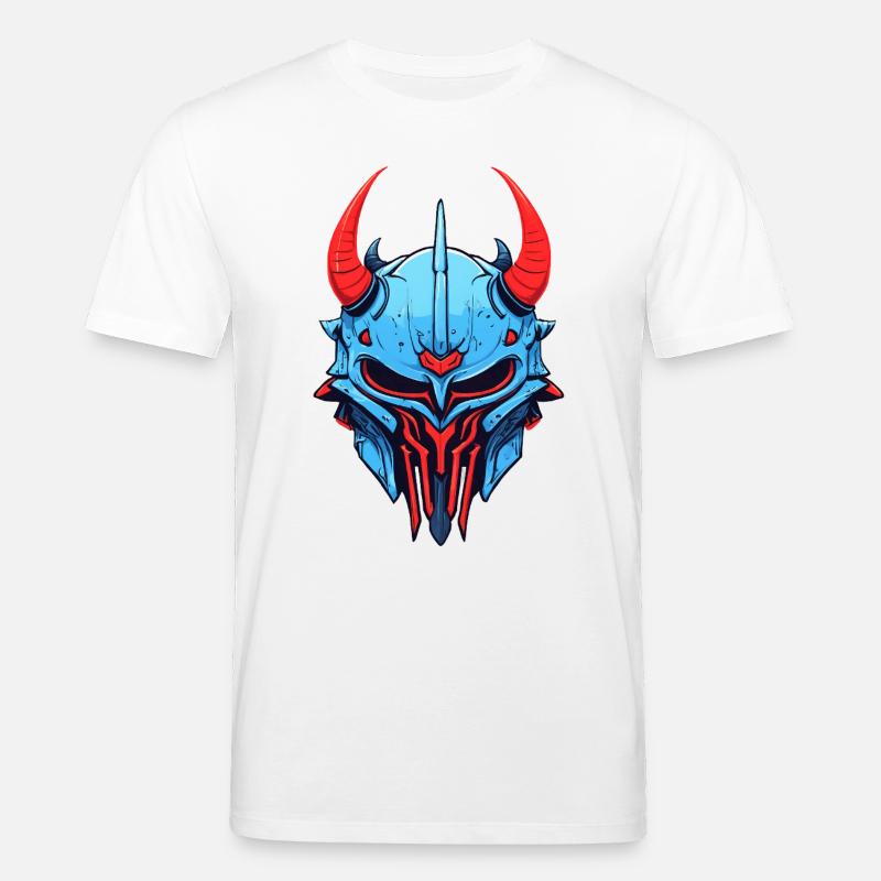Blauer Dämonenhelm mit roten Hörnern - Stanley/Stella Unisex Bio-T-Shirt CREATOR  - Weiß