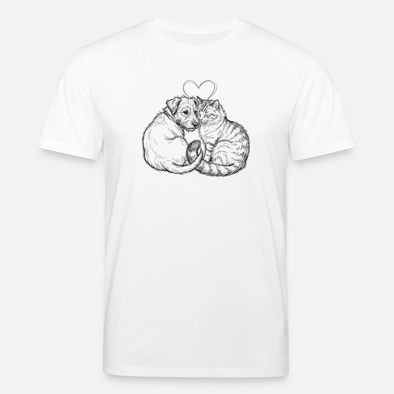 Amis mignons (Chat + Chien) - T-shirt bio CREATOR Stanley/Stella Unisexe - blanc